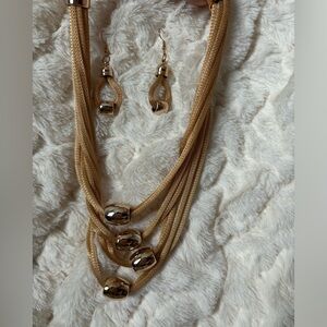 Matching Gold Set - Vintage Costume Earrings and Necklace